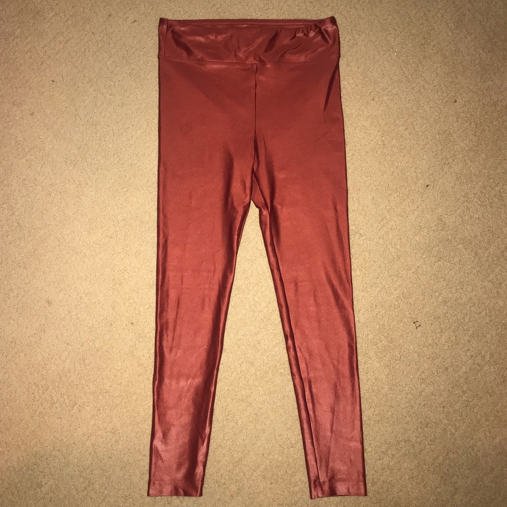 Koral red mid-rise legging with band pocket